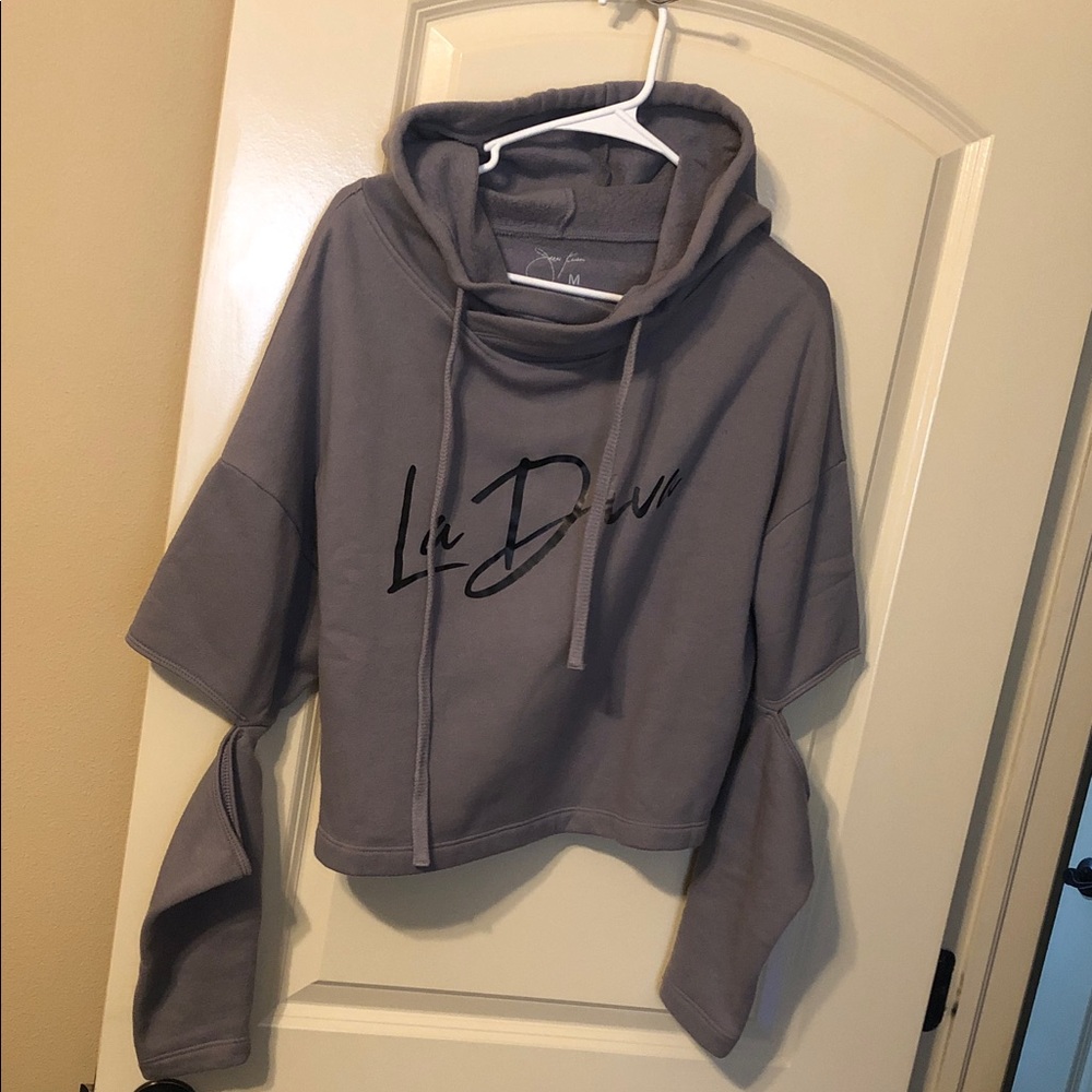 Diva Women's Gray Cowl Neck Cropped Hoodie